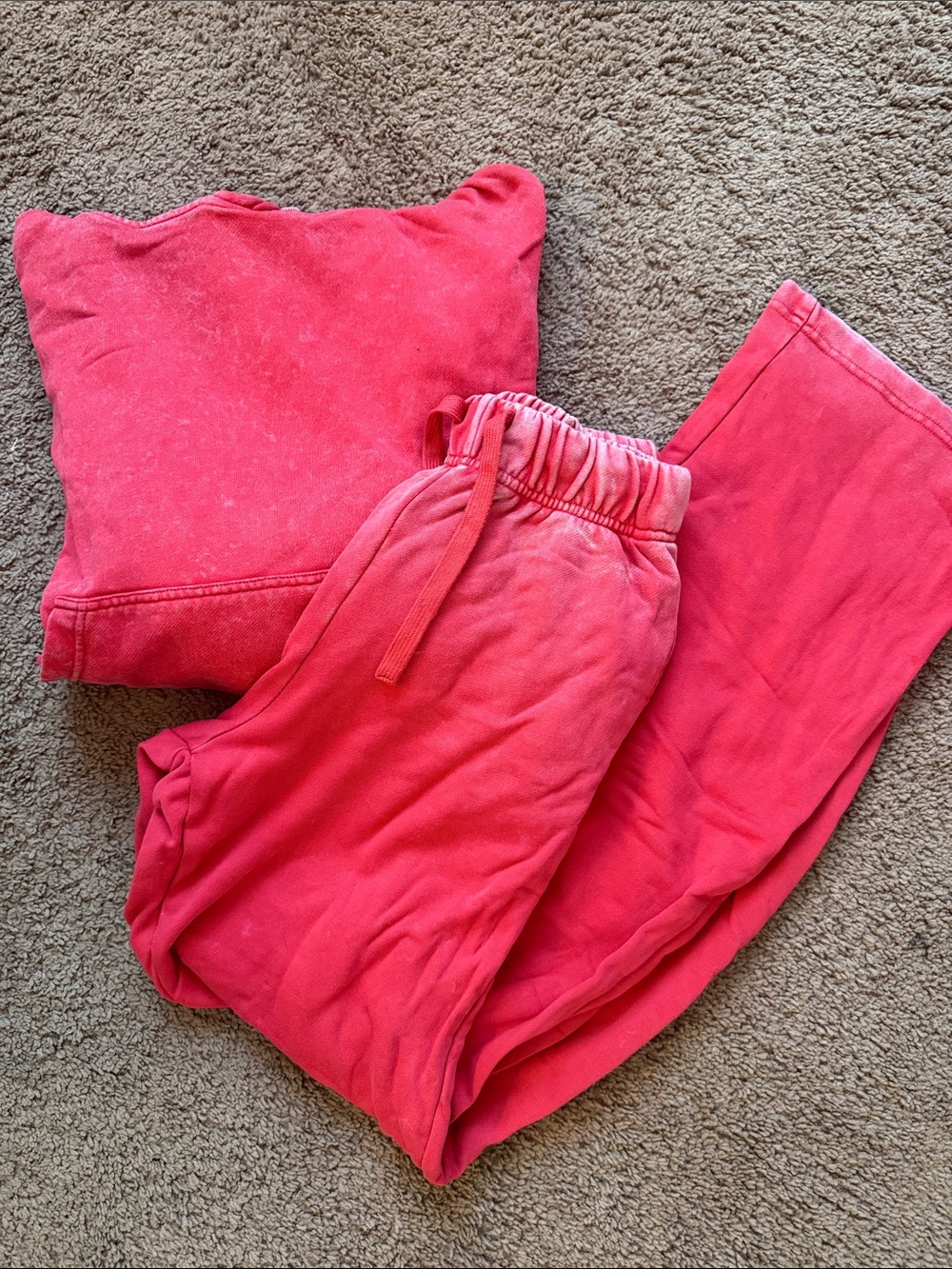 Vitality Red Washed Hoodie + Sweatpants Set
